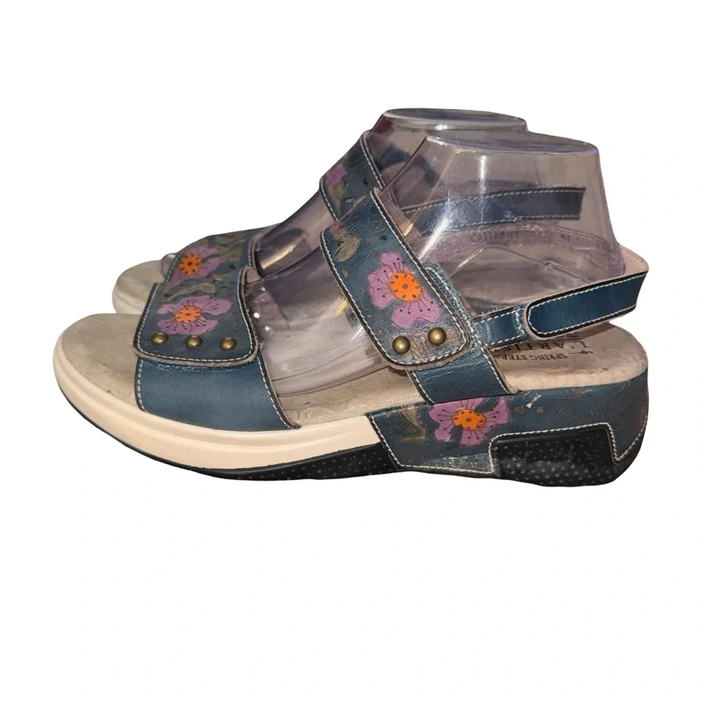 Spring Step L’Artiste Cattlina Leather Sandals Floral Women’s EU 41‎ US 10–10.5